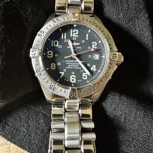 Breitling Black Dial Silver Bracelet Watch